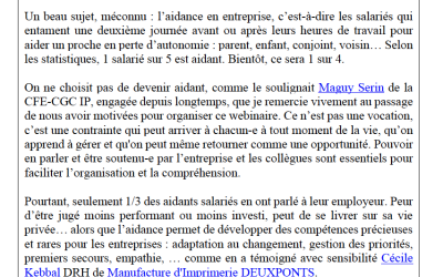 PRINT ETHIC se penche sur la problématique des aidants en entreprise